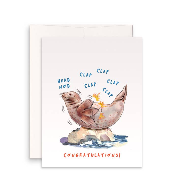 Liyana Studio - Wholesale Congratulations Card - Claps Congrats Seal OF Approval - Funny Congratulations Card