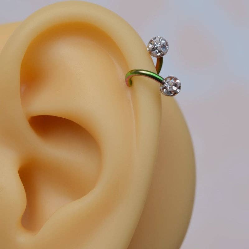 StockJWL - Vendita all'ingrosso Orecchini singoli - Piercing a Spirale Ritorto Piercing a Spirale Orecchini a Spirale in Acciaio Ondulato per Trago, Elica e Cartilagine Oro Argento Nero23