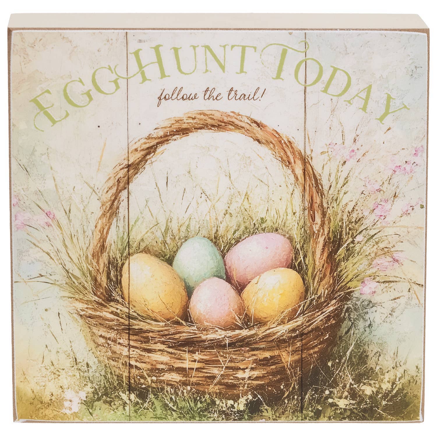 CWI Gifts - Wholesale Decorative Tabletop Object - Vintage Easter Egg Basket Box Sign - 3 Assorted2
