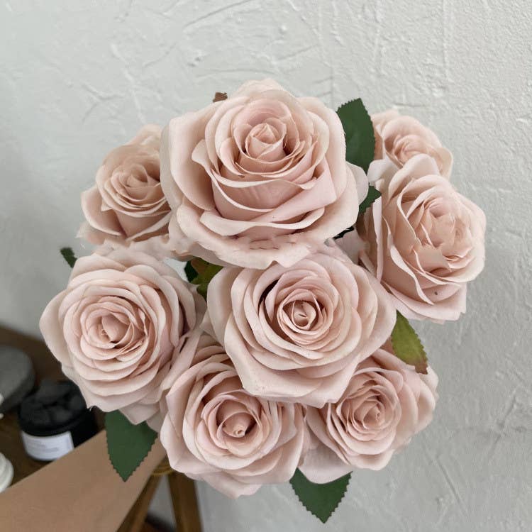 Sweet Home Deco – wholesale Konstgjorda blommor – 16"T sidenrosblommbunke, 9 huvuden, flerfärgade2