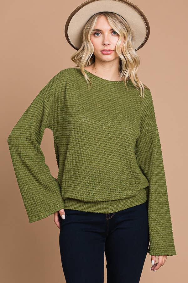 Culture Code - Wholesale Knit Top - Women's - CHT1824L - SURPLICE BACK DETAIL BELL SLV TOP9