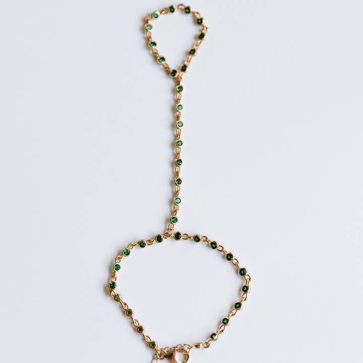 The Emerald Crystal Hand Chain for wholesale by Jay Nicole Designs