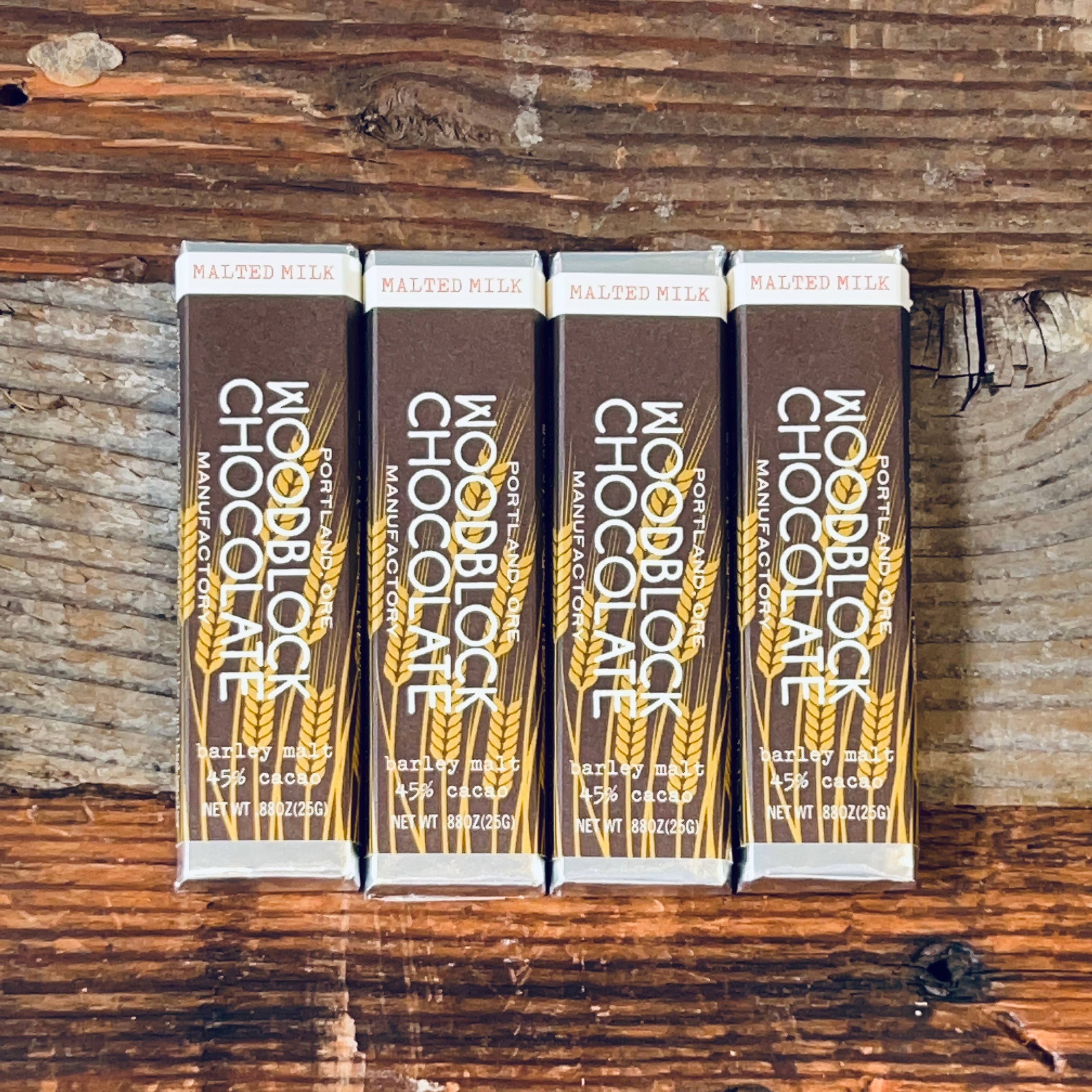 Woodblock Chocolate - Wholesale Chocolate Bar - Malted Milk: 30 Bar Case1