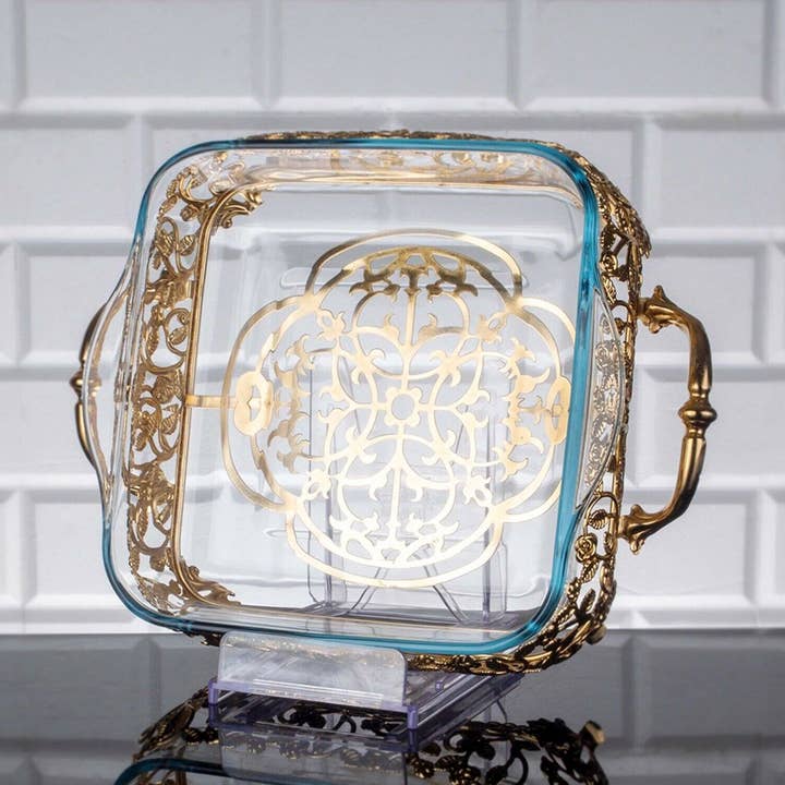 Decorative Bakeware Casserole Dish with Fancy Serving Holder for wholesale by Hakan