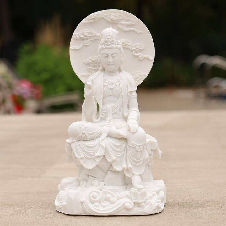 Lungta Imports - Wholesale Sculpture - Kuan Yin Quan Yin Statue Female Buddha Blessing 8 Inches Tal