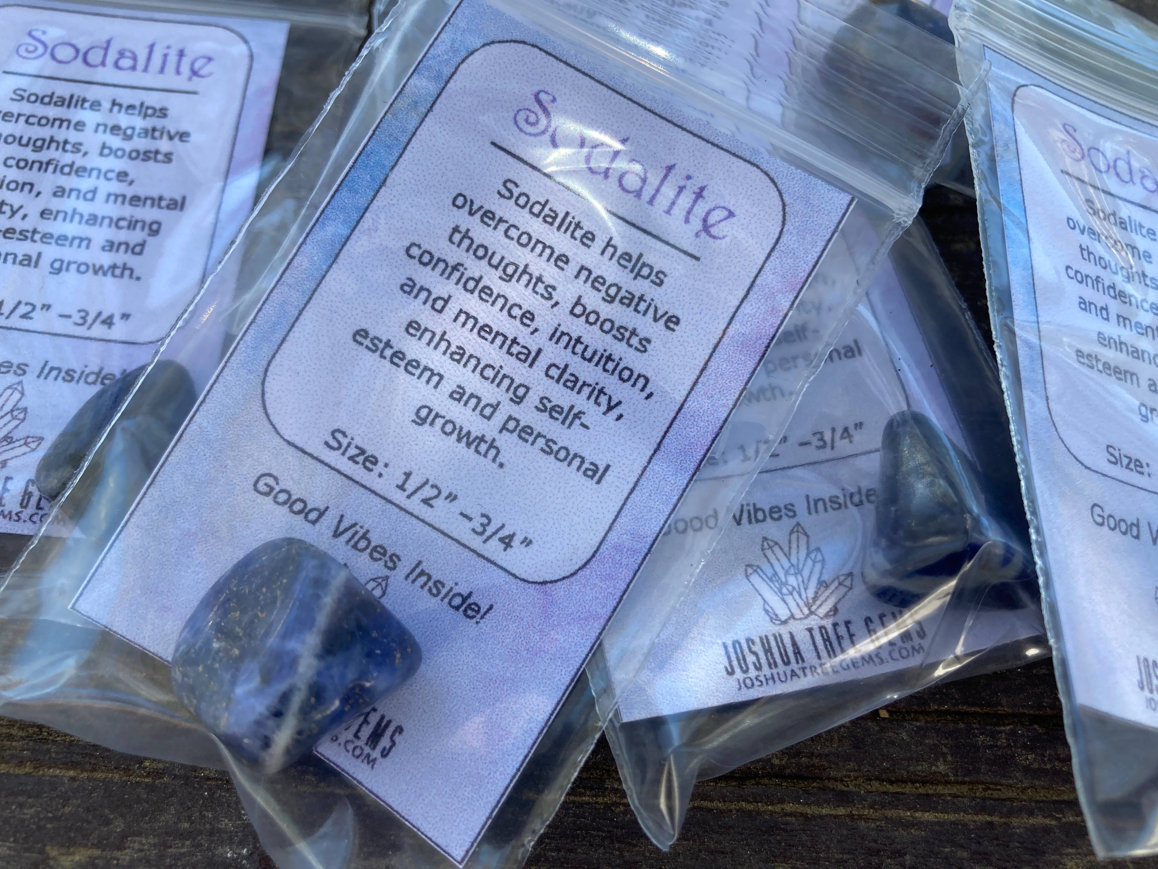 Joshua Tree Gems – wholesale Andlig sten/kristall – Sodalit tumlade sten W/metafysiska egenskapskort3