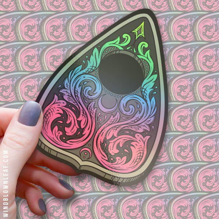 Holographic Fortune Teller Planchette - 3" Vinyl Sticker for wholesale by Windblown Leaf Designs