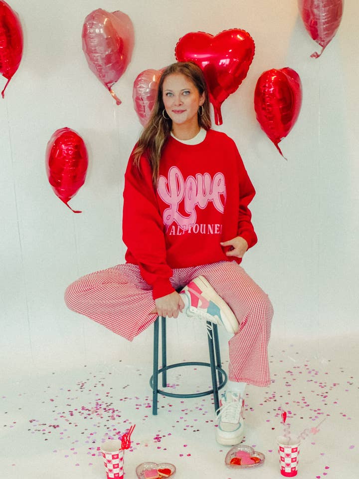 The Clandestine Underground - Wholesale Graphic Sweatshirt - Women's - Love Is All You Need Boxy Cotton 90's Sweatshirt8
