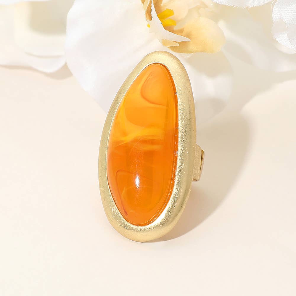 Sensibling Corp. - Wholesale Cocktail/gelegenheidsring - Gedurfde Abstracte Ovale Natuursteen Stretch Ring2