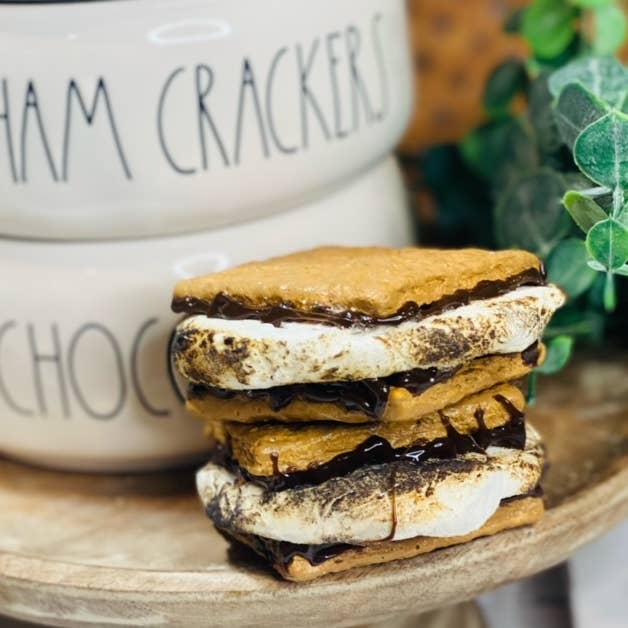 A Gnome on the Roam - Wholesale Decorative Tabletop Object - Faux S'more sandwich, realistic looking fake sweet, smores1