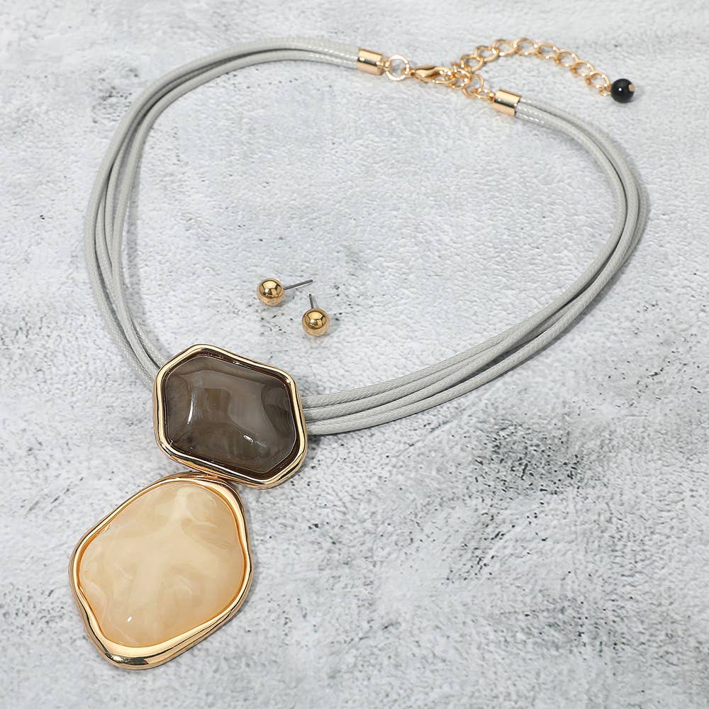 Sensibling Corp. – Engroshandel Halskæde med vedhæng – Fed abstrakt dobbelt harpiksled vedhæng statement halskæde9