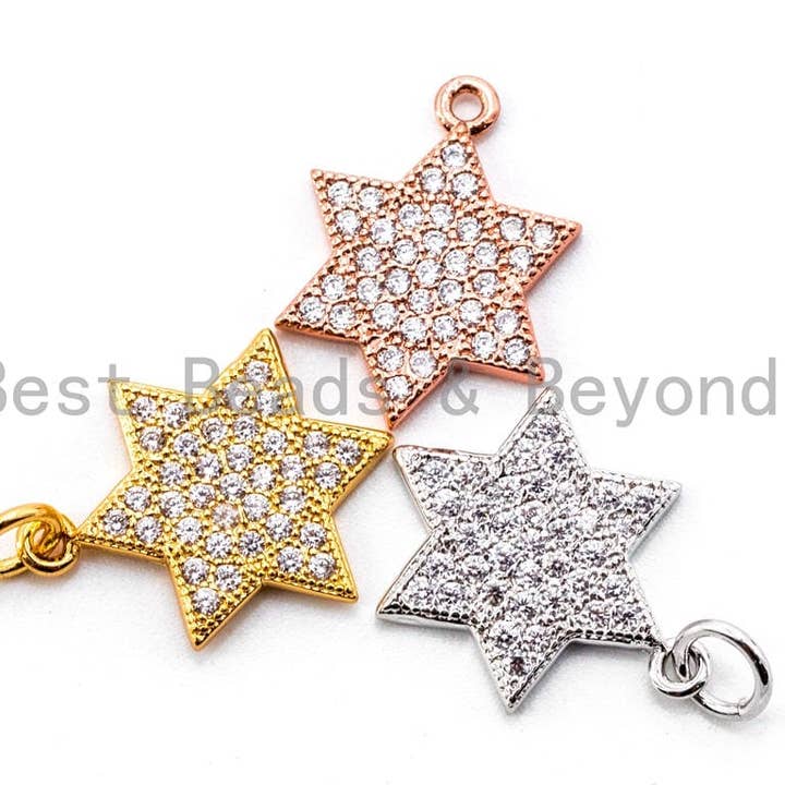 Pendentif/breloque hexagramme micro pavé CZ, bracelet, collier, pendentif en zircone cubique, 13x18mm, sku #Y15 pour la vente par BestBeads&Beyond
