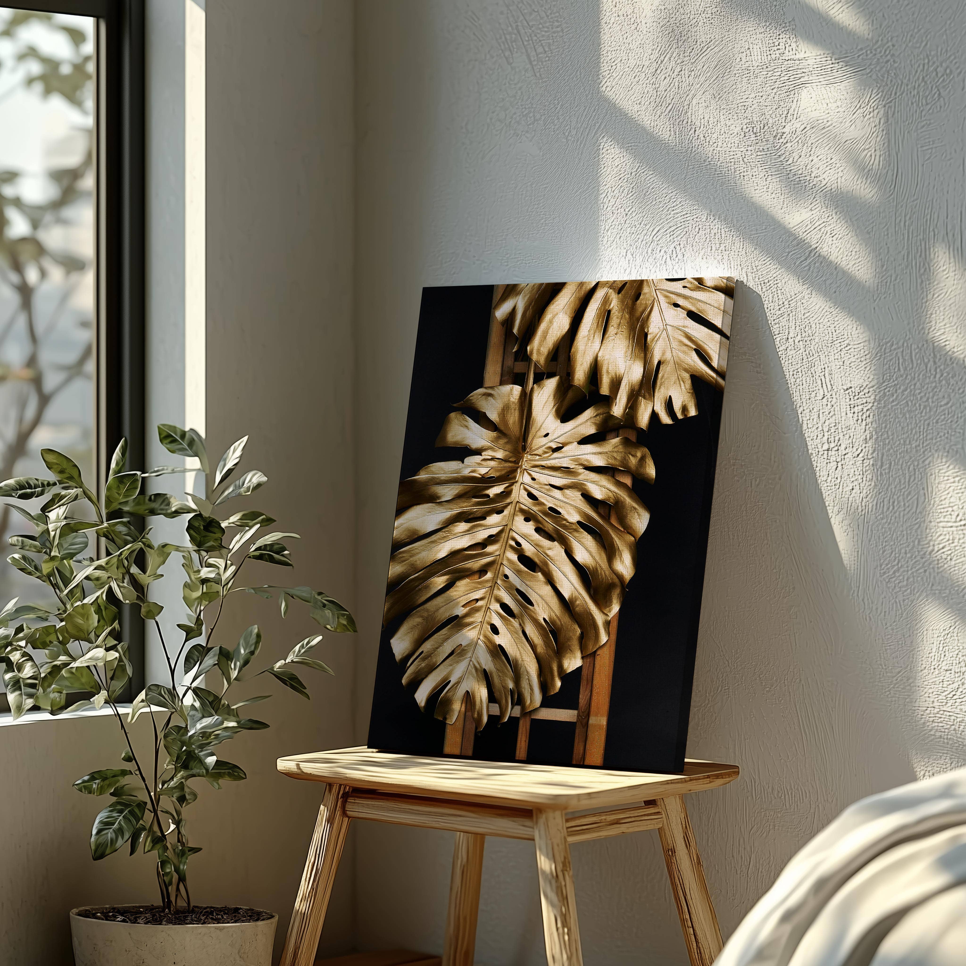 House Prints – wholesale Art print – Tropical Gold Leaf Fashion - Framed Canvas Wall Art Print4