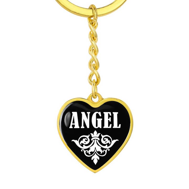 Unique Gifts Store - Wholesale Keychain - Women's - Angel v01w - Heart Pendant Luxury Keychain