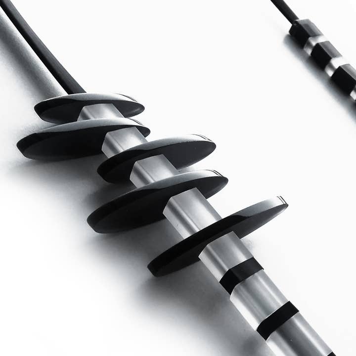 CANBERRA BW acrylic & rubber long necklace BLACK&WHITE line for wholesale by ALEX+SVET