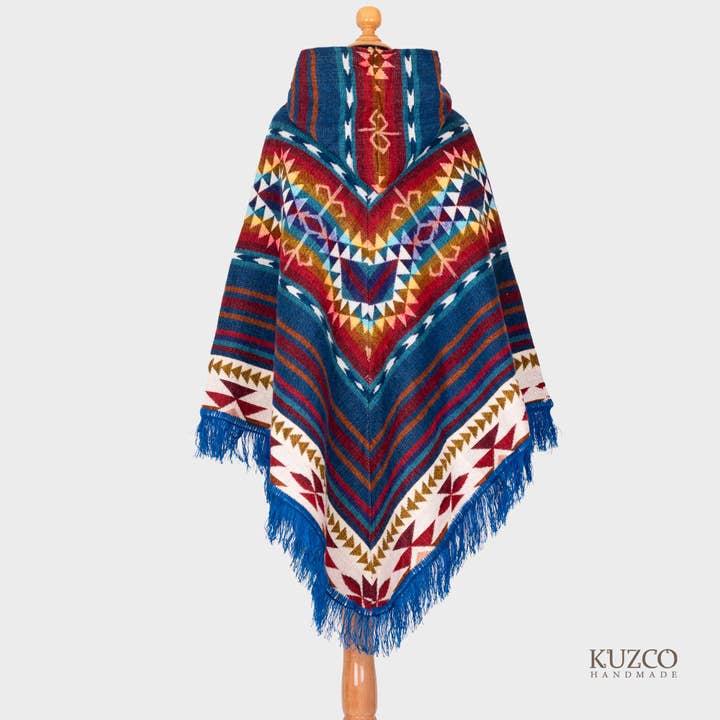 KuzcoHandmade - Wholesale Poncho - Unisex - Native Alpaca Poncho, Traditional Ecuadorian Poncho,V-Shaped
