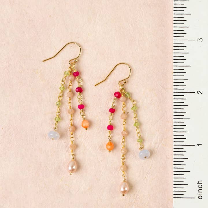 Anne Vaughan Designs Jewelry - Wholesale Dangle Earrings - Splendor Pearl, Fuchsia Jade, Peridot Dangle Earrings