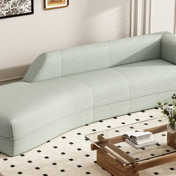 Orange County Decor - Wholesale Sofa - 109.4" Curved Chaise Lounge Modern Indoor Sofa Couch For Living Room, Green Old Sku:Wf313109Aaf Green Boucle 2 Seat