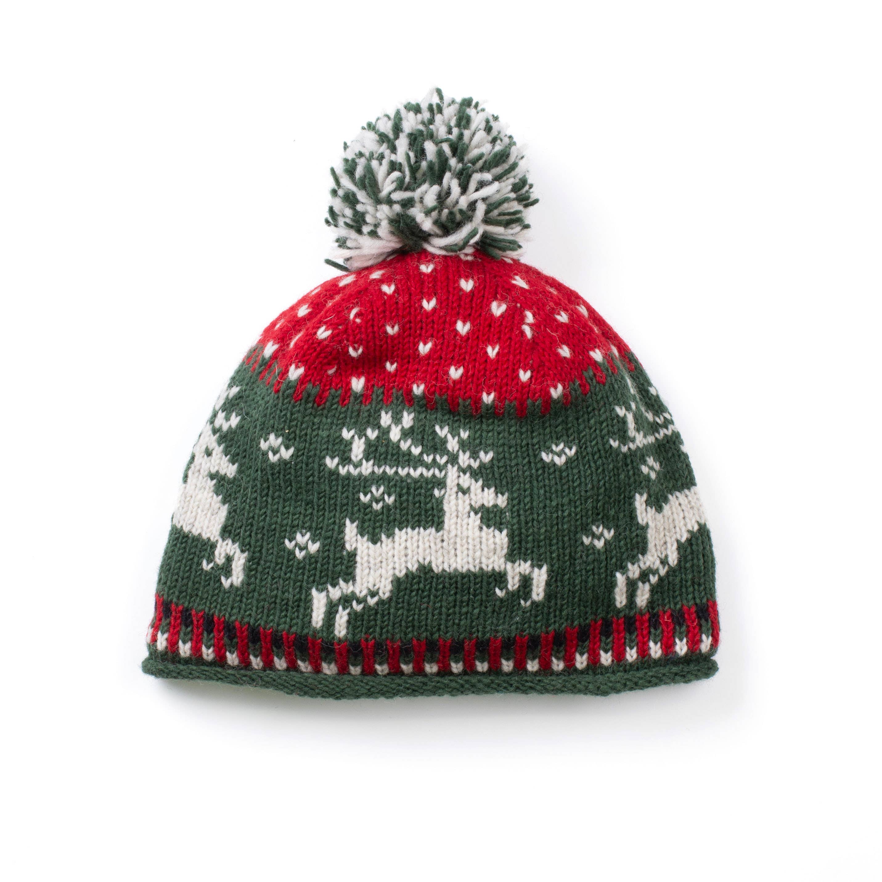 Lost Horizons Knitwear – Ships from USA - Wholesale Beanie - Women's - Yuletide Festive Wool Beanie Hat with Pom-Pom3