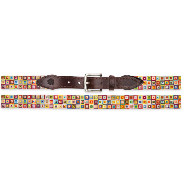 Multi Colored Squares Needlepoint Belt for wholesale by Good Threads