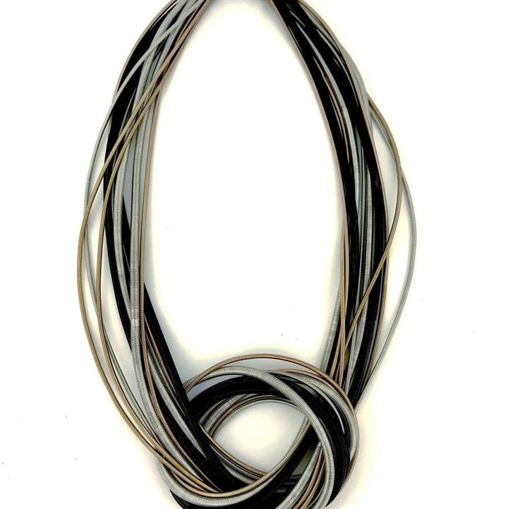 Rose Black Silver Knot Wire Woven Necklace for wholesale by Sea Lily