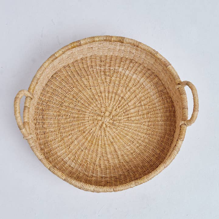 Tan Handcrafted Bolga Woven Trays for wholesale on Faire