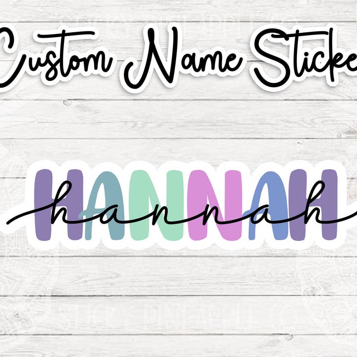 Custom Name Sticker - Muted Jeweltone Dual Text | Weatherproof Matte | Pick Your Size! | Perfect For Waterbottles, Laptops, Notebooks, Etc! for wholesale by Sticky Pineapple Co