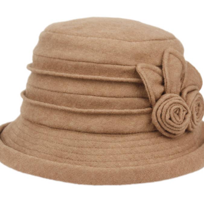 Epoch hats - Wholesale Cloche Hat - Women's - Ladies Cloche Hats W/side Flower & Roll Over Brim