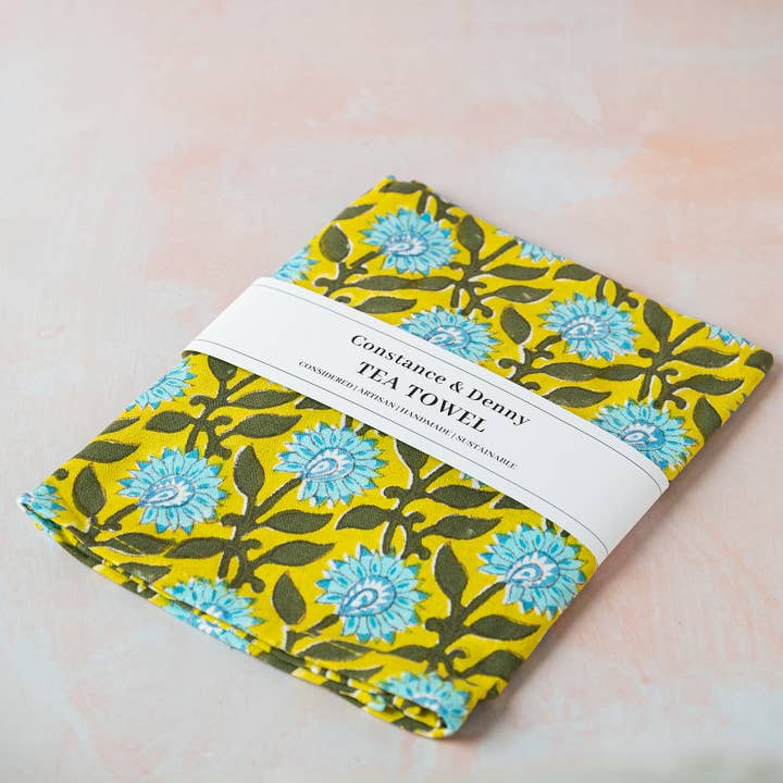 Constance & Denny - Wholesale Tea Towel - PRESSED PETALS SKY tea towel