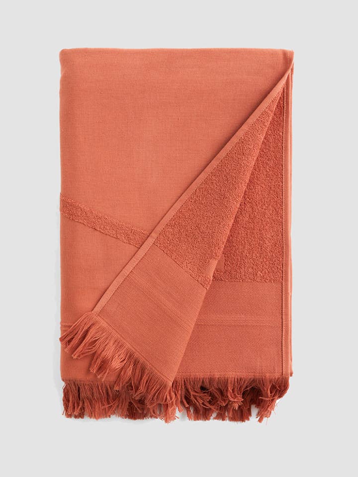 Maxi-Strandtuch aus Terrakotta in nachhaltiger Frottee-Baumwolle für den Großhandel von WAY