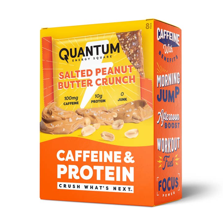 Salted Peanut Butter Crunch, Caffeine & Protein Bar for wholesale by Quantum Energy Square