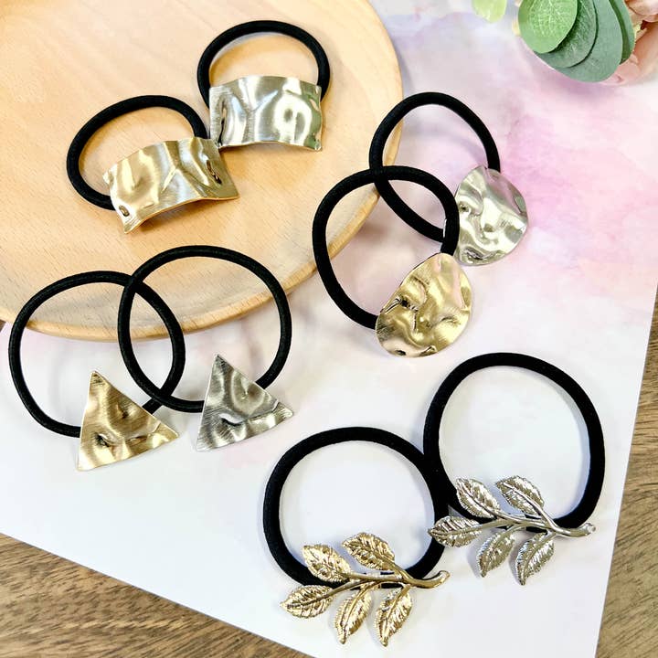Metal Gold Silver Ponytail holder | Metal Geometric Hair tie for wholesale by littletwinkleco