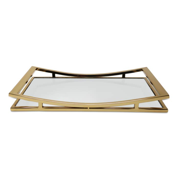 CLASSIC TOUCH DECOR INC. - Wholesale Decorative Tray - Rectangle Mirror Tray with Silver Walls (2 sizes)6