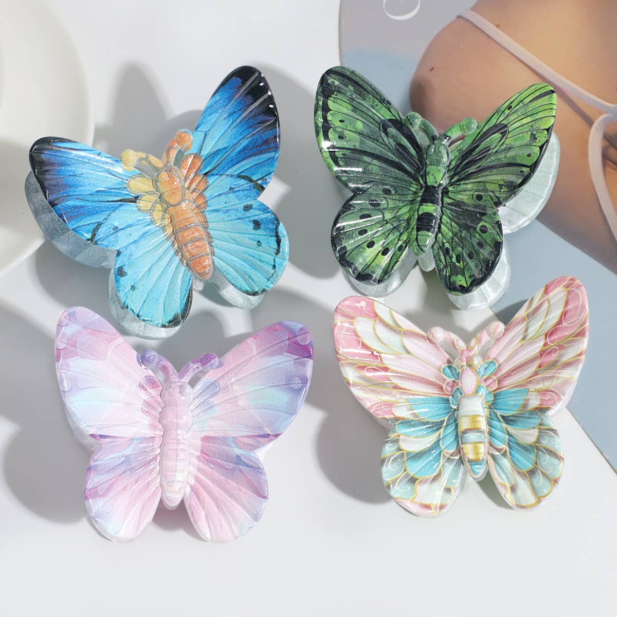 Tourtiwi – Clips para cabelo - Mulher por atacado – Garra de cabelo em forma de borboleta com gradiente de cor e personalidade doce7