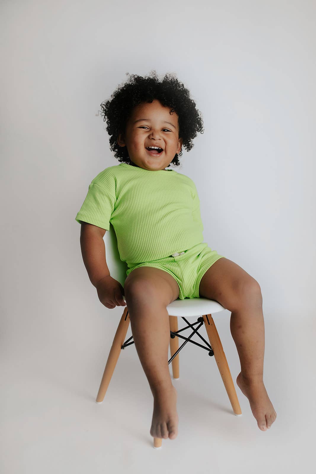 Three Little Tots – wholesale Top & short set – Kids – Lime Green Summer Waffle Toddler Top & Bottom Set10