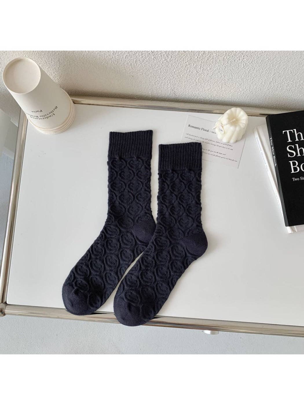 Funkyrel® Atzbranding Limited - Wholesale Socks - Women's - Rufia - Women's Solid Winter Socks with Embossed Smile9