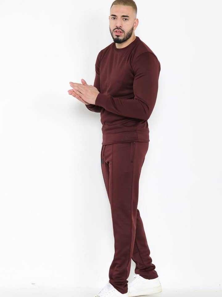 Brown BASIC CREW PULLOVER TRACKSUIT for wholesale on Faire1