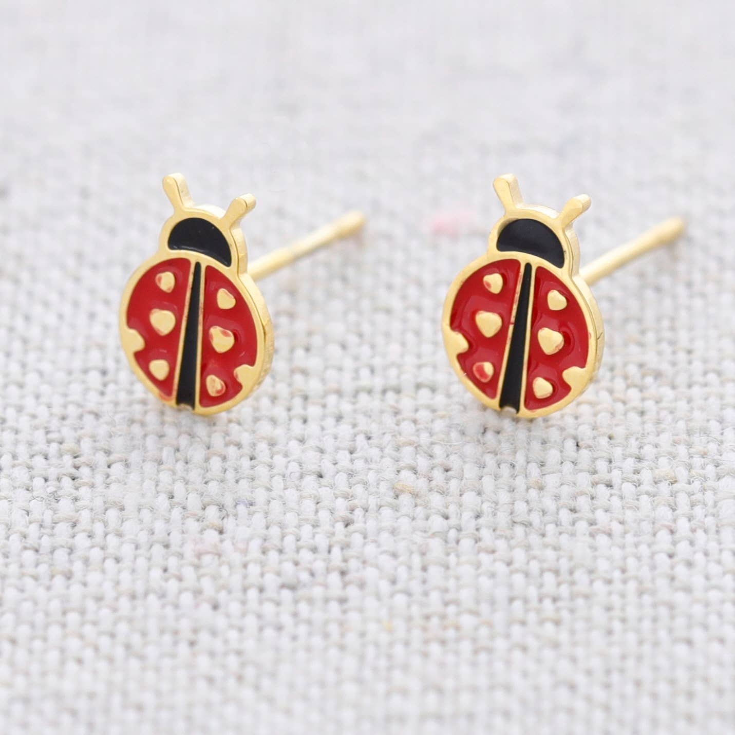 Sonata - Wholesale Stud/Post Earrings - Ladybug Enamel Steel Earrings3