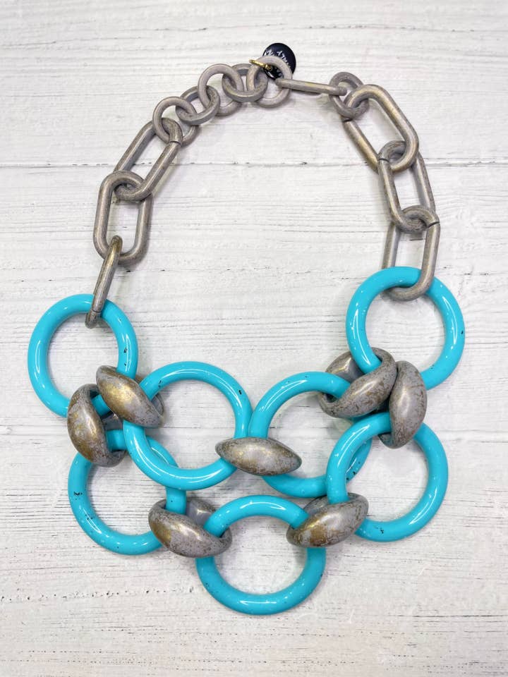 Alisha.D Turq chokerketting met dikke hoepels en haaksluiting voor wholesale door LIOR / ALISHA D