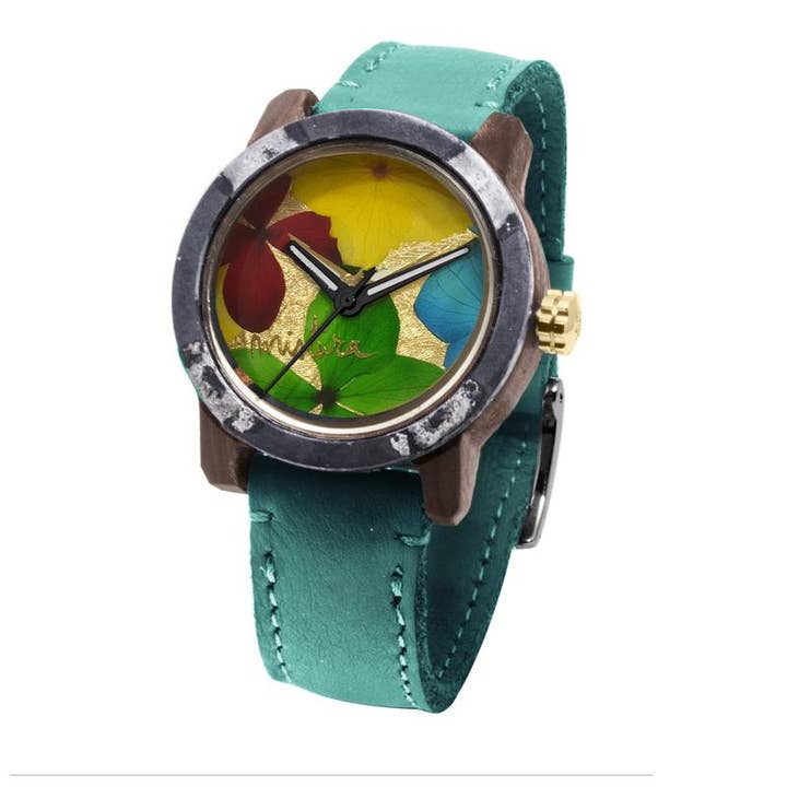 Marco Turquoise Pui Fer Multicolore Fleurs U Montre pour la vente par Mistura Timepieces