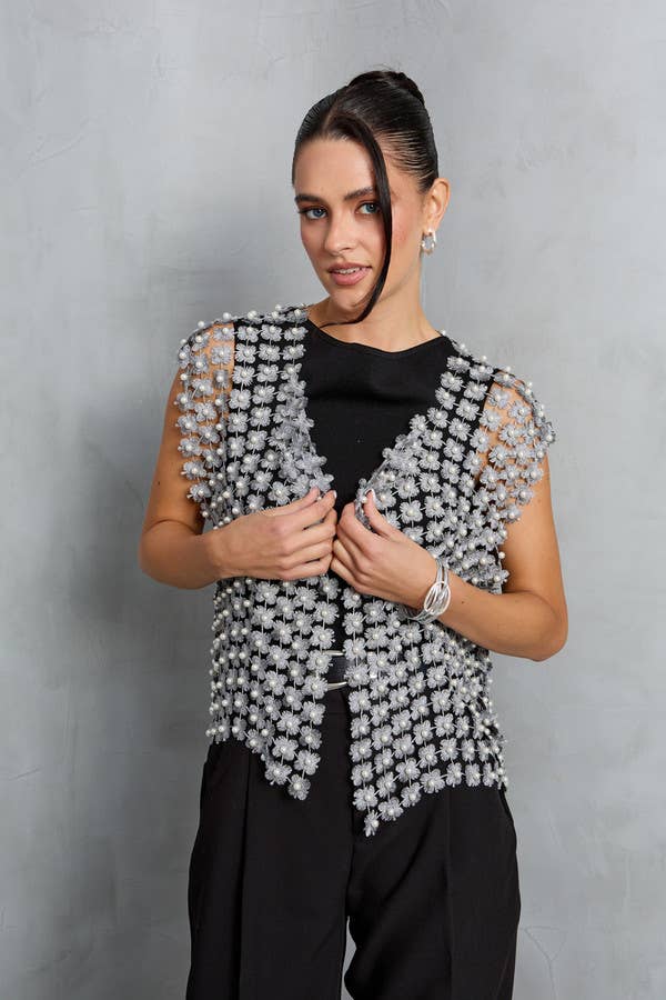 SAACHI - Wholesale Blouse - Women's - Floral Shell Pearl Capelet27