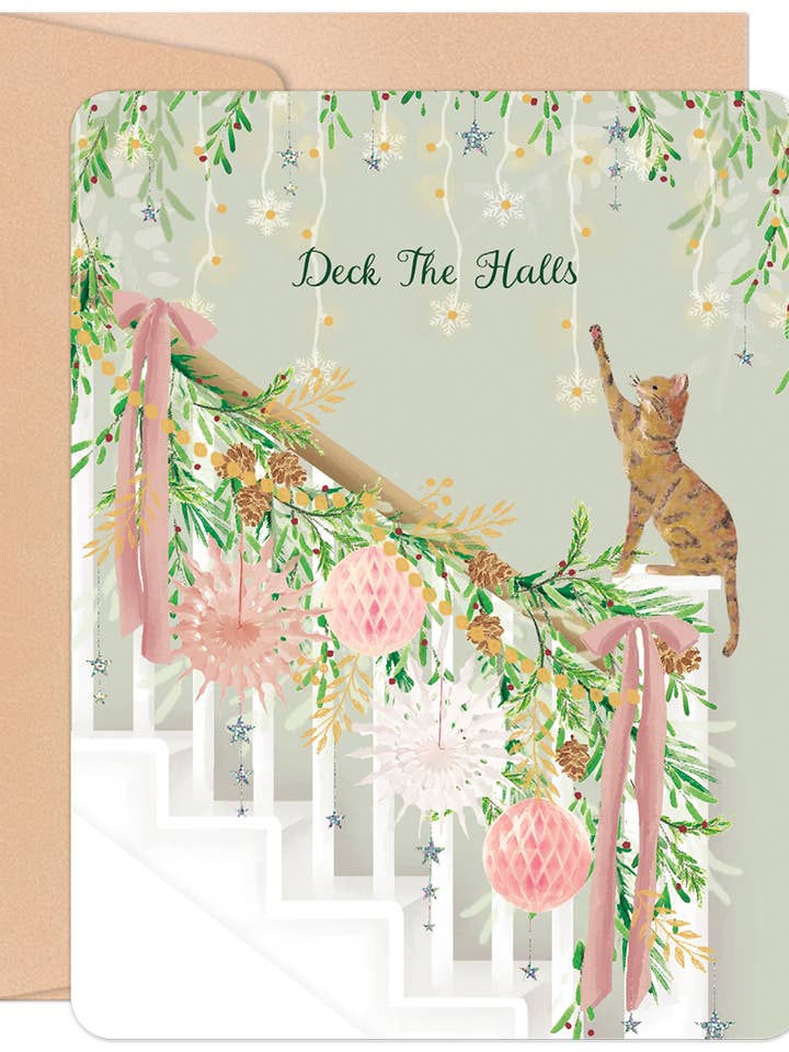 Carte de Noël Deck The Halls pour la vente par Willow & Ivy Press