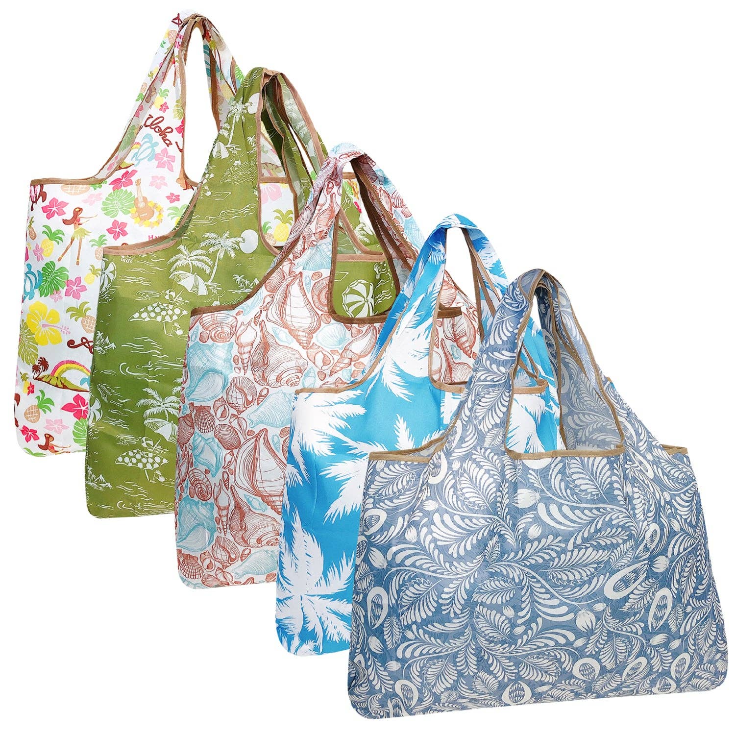 Wrapables.com - Vente Sacs de course/à provisions - Wrapables Lot de 5 grands sacs d'épicerie pliables en nylon17