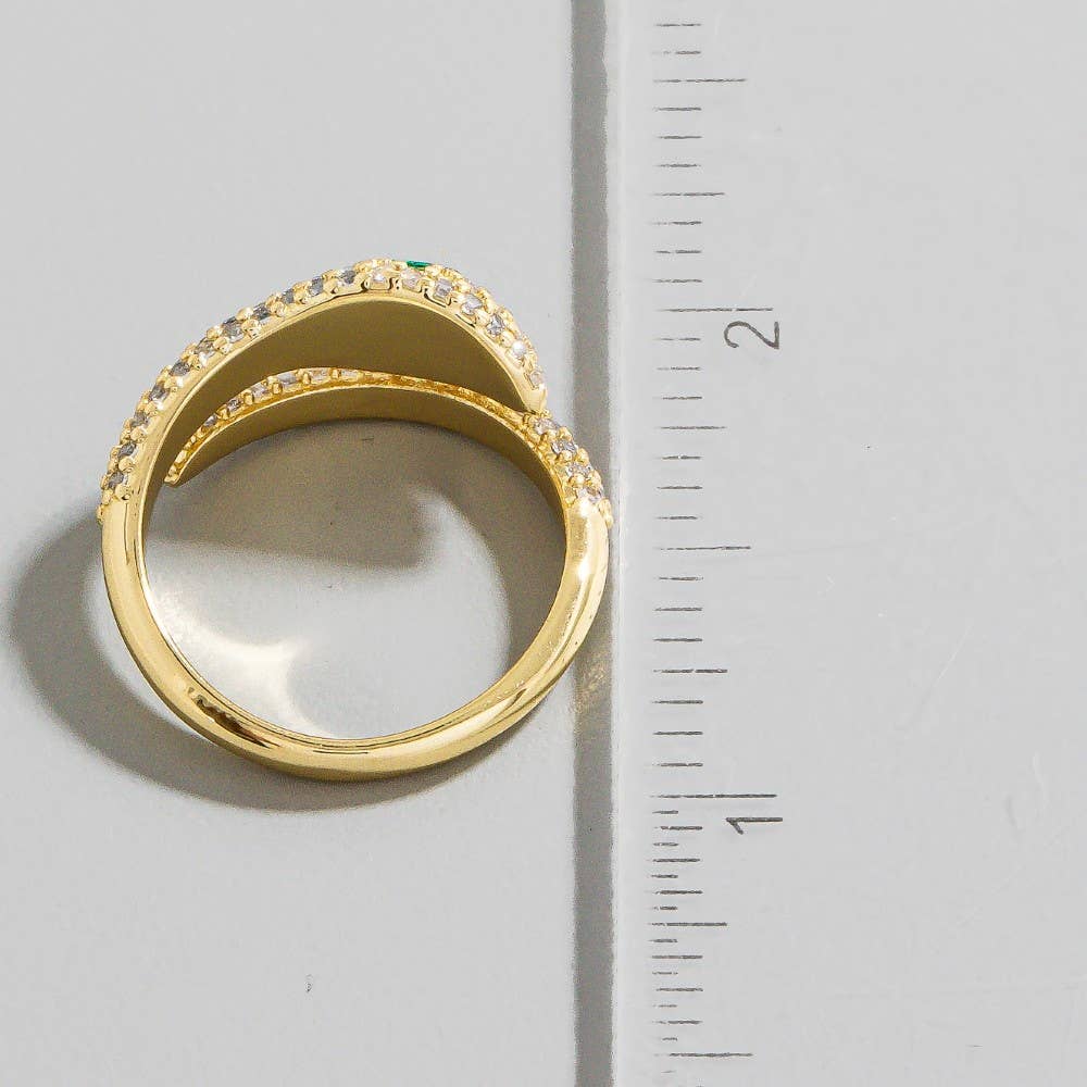 The Looks by Fame Accessories - Wholesale Band/Stacked Ring - Gold Dipped Cz Pave Snake Open Band Ring2