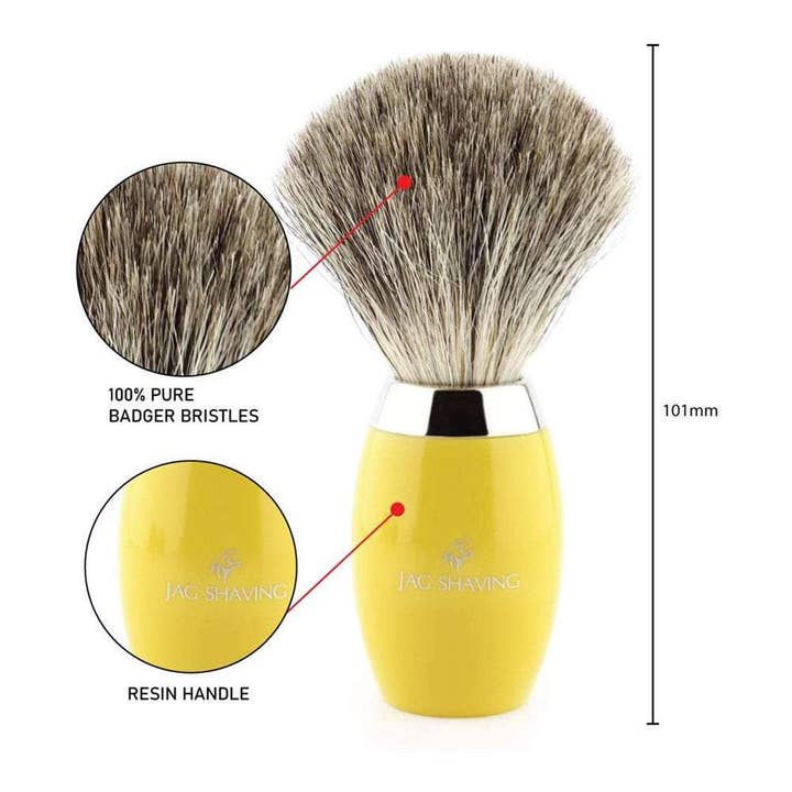 Blaireau de rasage Super Badger - Manche jaune pour la vente par Jag Shaving