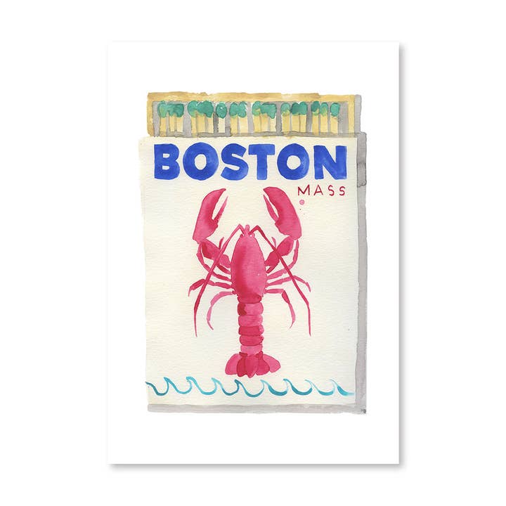 Boston Matchbook Art Print for wholesale by Furbish Studio