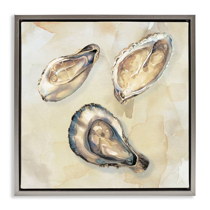Stupell Industries - Wholesale Wall Sign - Oyster Trio on Beige - Framed Wall Art25