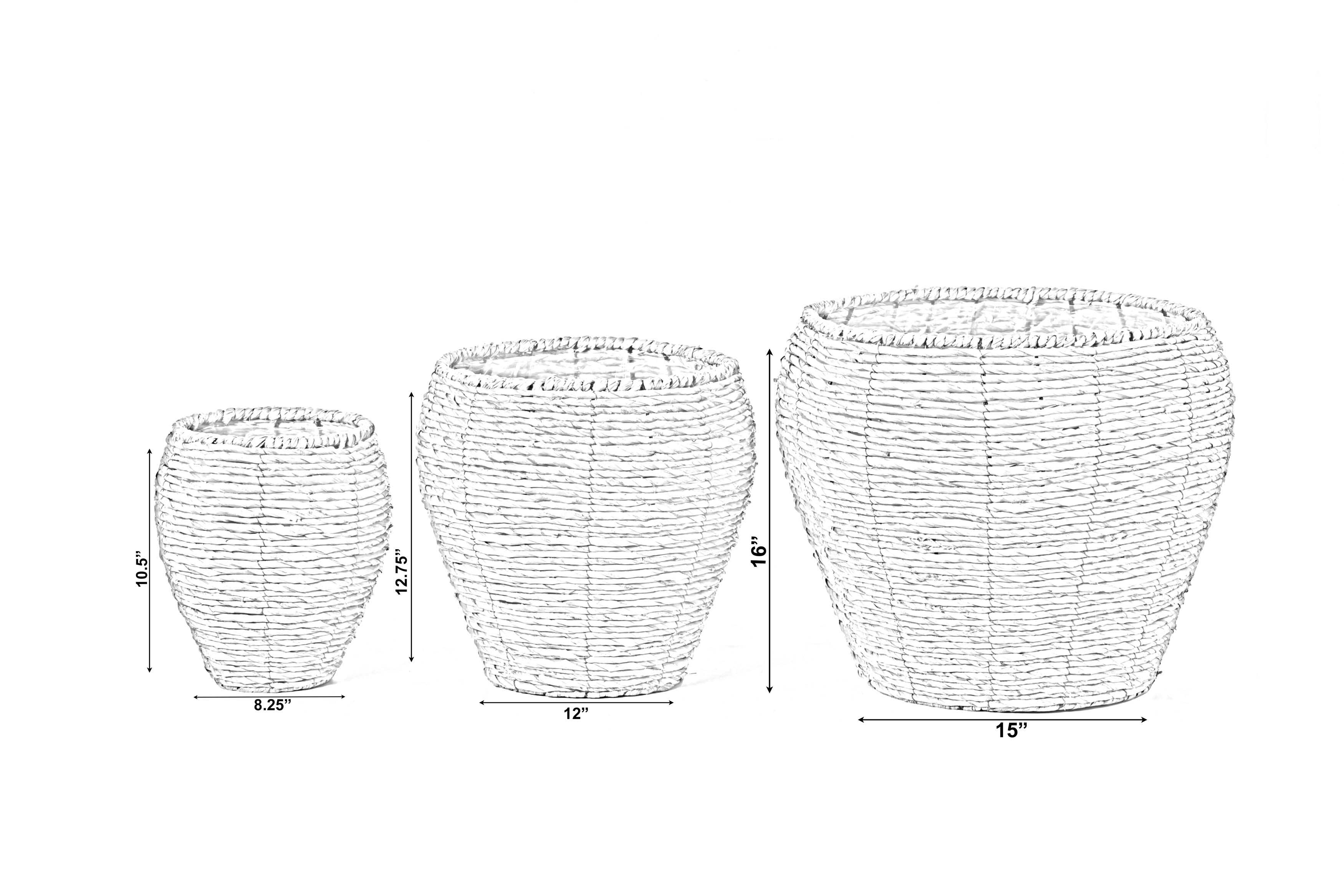 Quickway Imports - Wholesale Plant Pot - Woven Round Flower Pot Planter Basket with Plastic Lining3