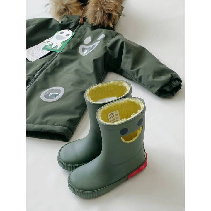 BOXBO - Wholesale Rain Boots - Kids - WISTITI Kids Rain Boots, Thermal, Eco Rubber -Forest Green2