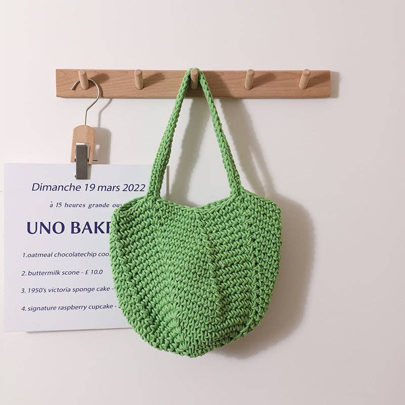 Dipped Shop - Wholesale Beach Bag - Solid Color Simple Woven Knit Handbag DPB17236